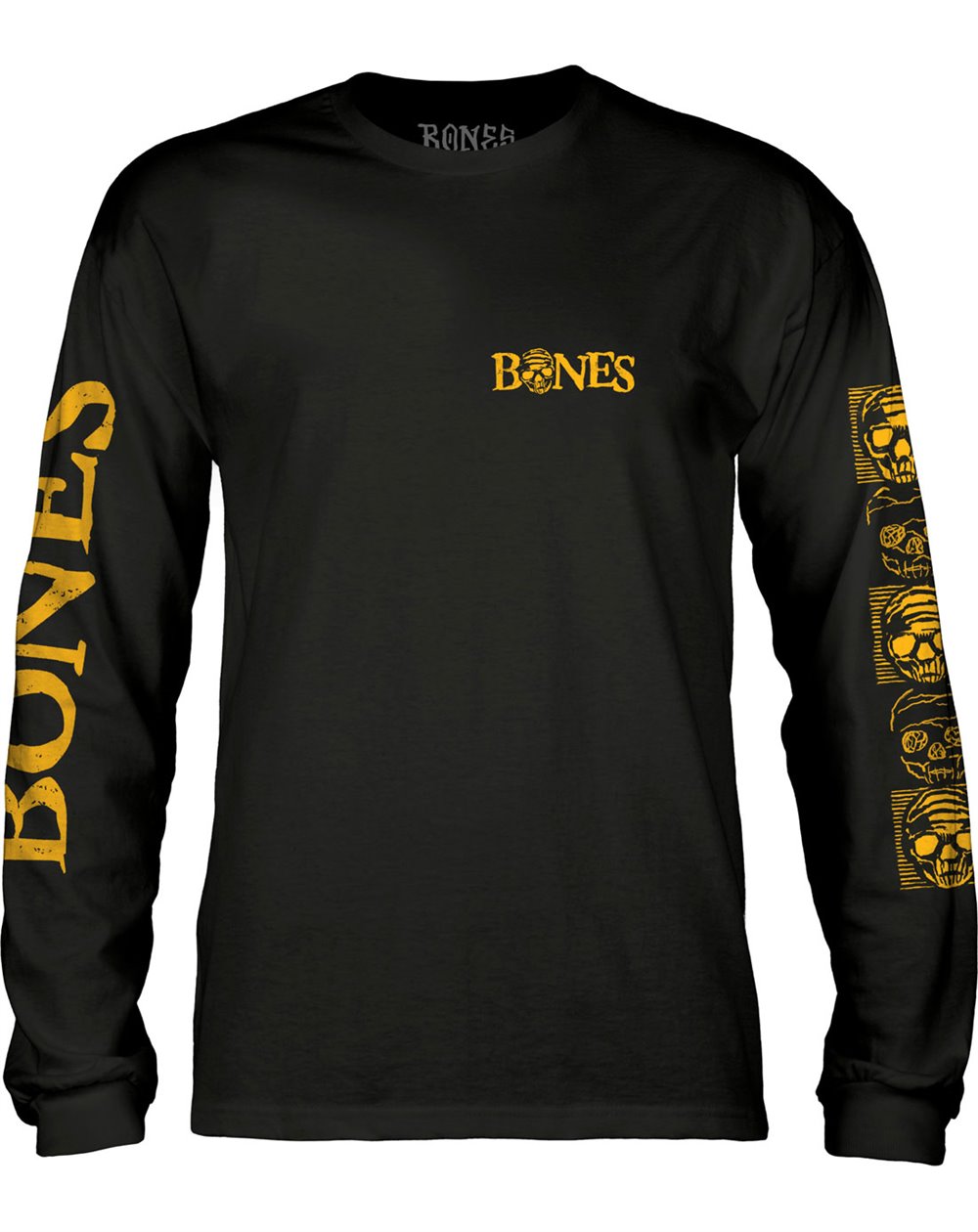 Bones Wheels Black & Gold Long Sleeve Top for Men