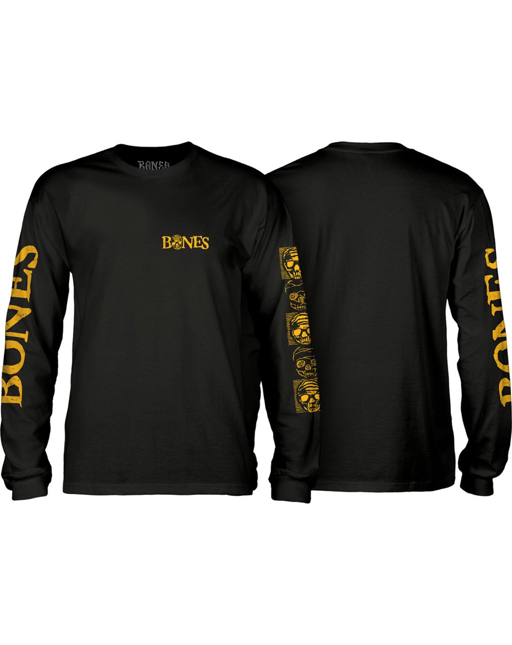 Bones Wheels T-Shirt à Manches Longues Black & Gold pour Homme