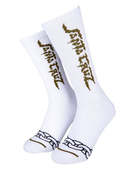 Santa Cruz Skate Socks Dungeon Strip (White)