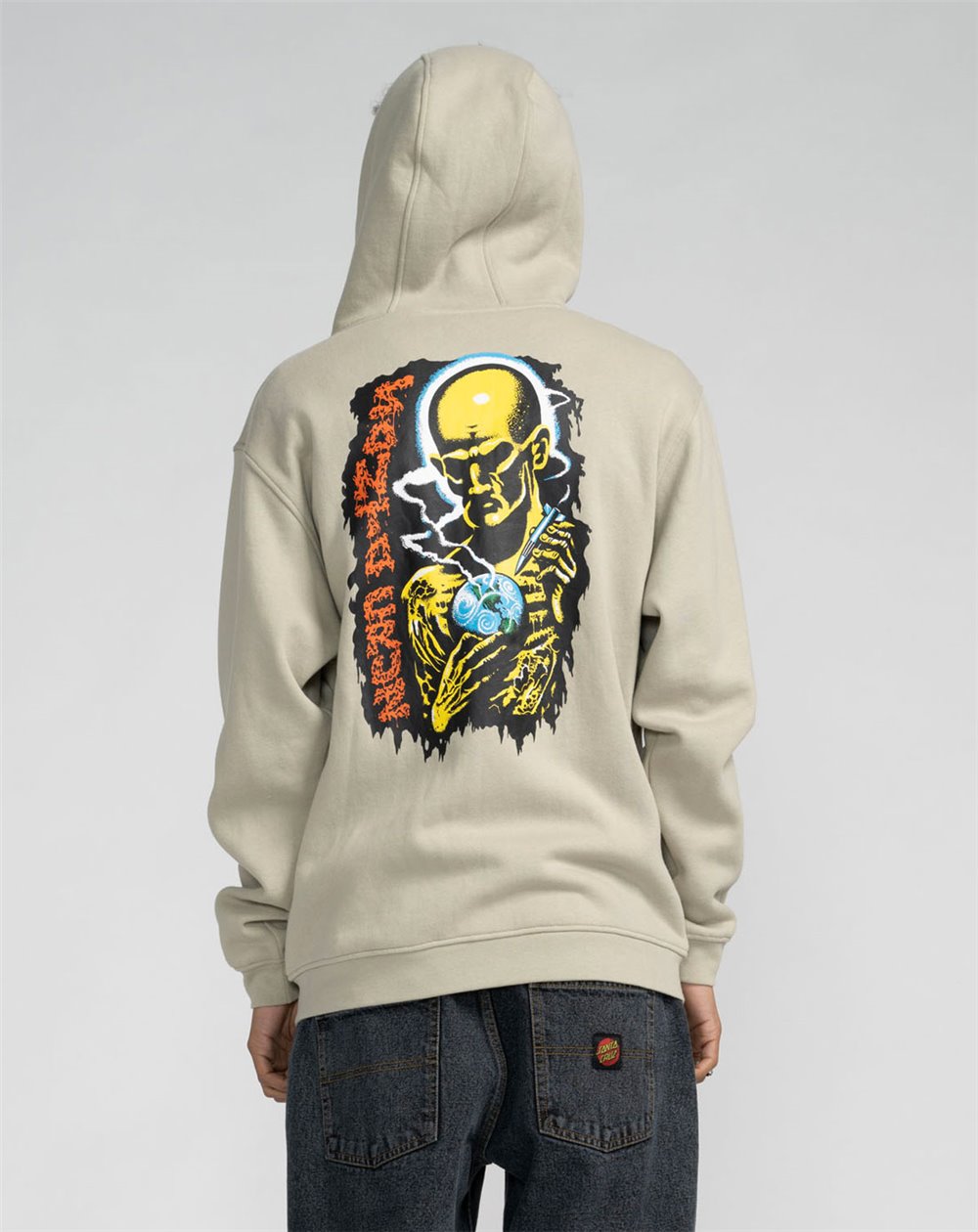 Santa Cruz Sweat à Capuche Zippée Homme Kendall Atomic (Stone Grey)