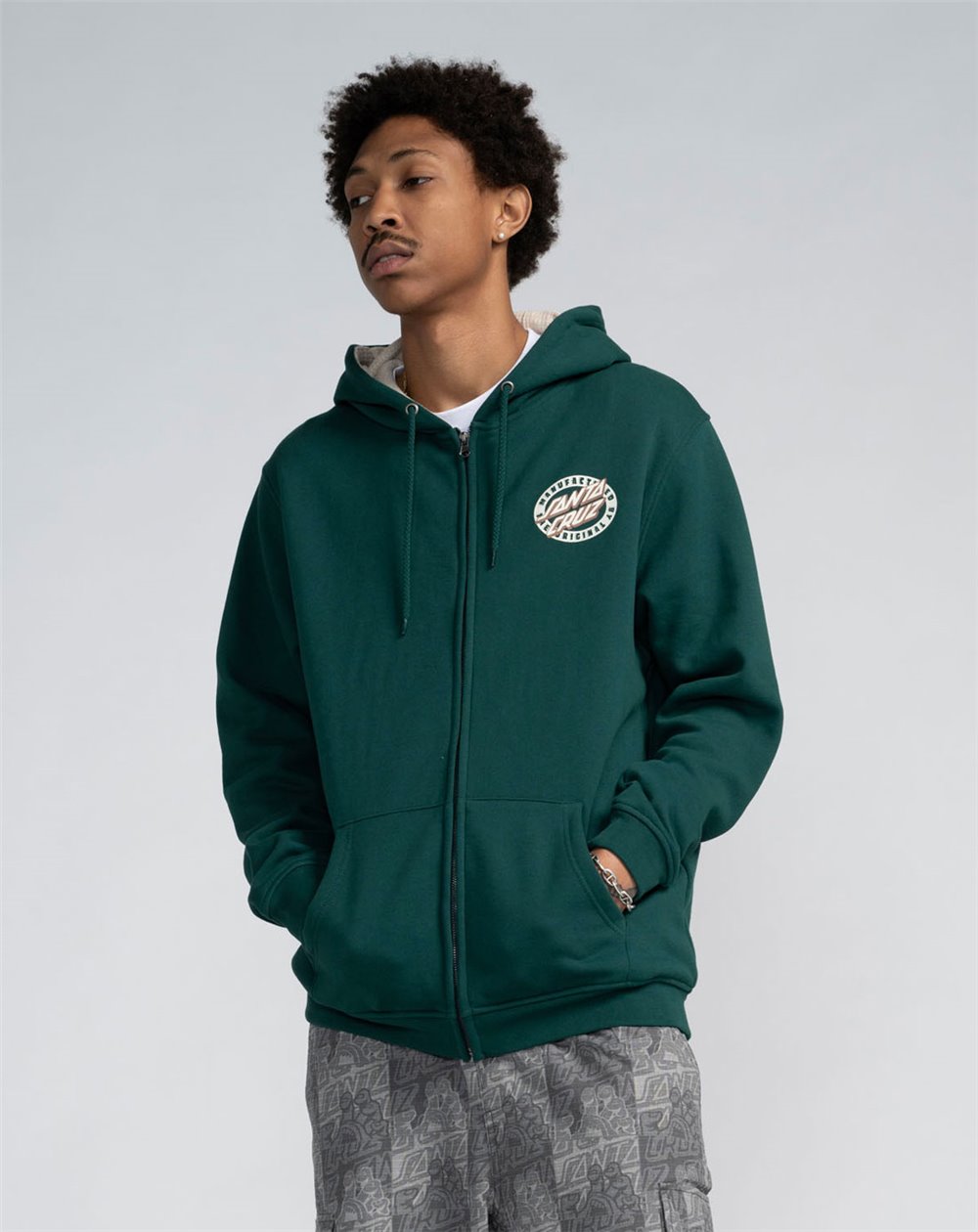 Santa Cruz Men's Full Zip Hoodie MFG Oval Dot (Rainforest)