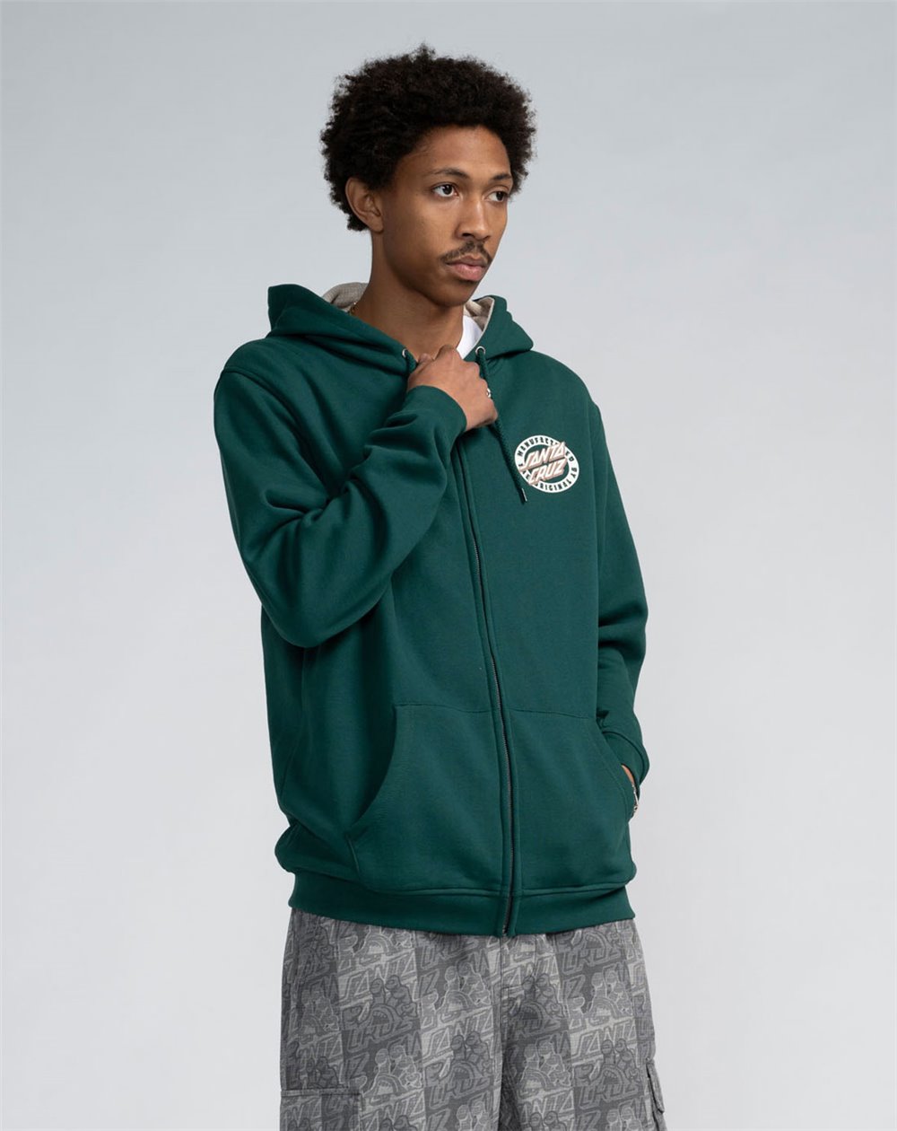 Santa Cruz Men's Full Zip Hoodie MFG Oval Dot (Rainforest)