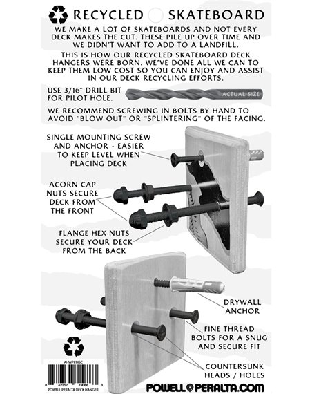 Powell Peralta Soporte de Pared para Skateboard Deck Hanger