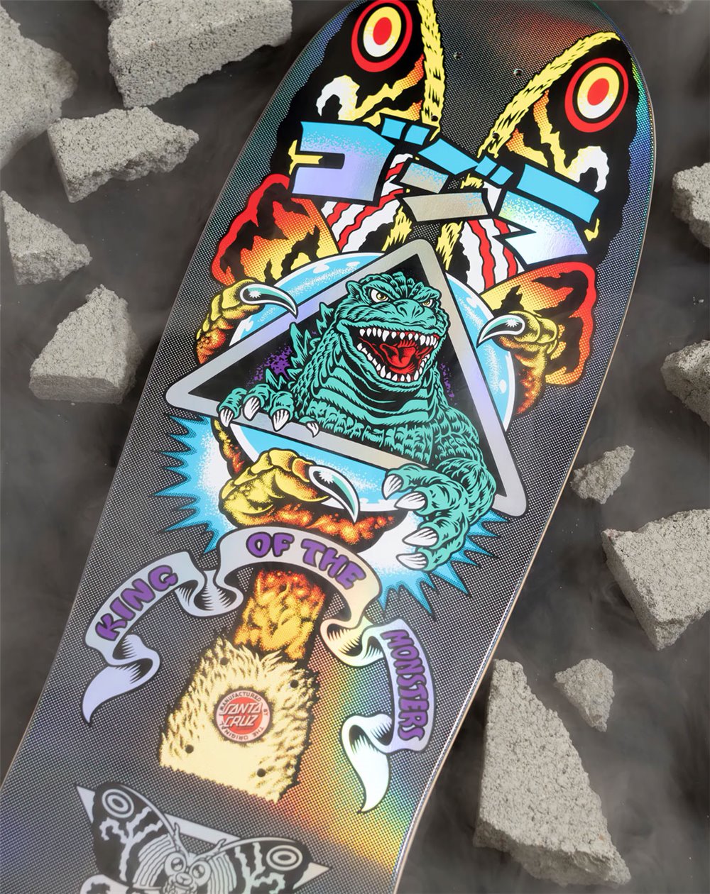 Santa Cruz Tabla Skateboard Godzilla Mothra Natas 10.538"