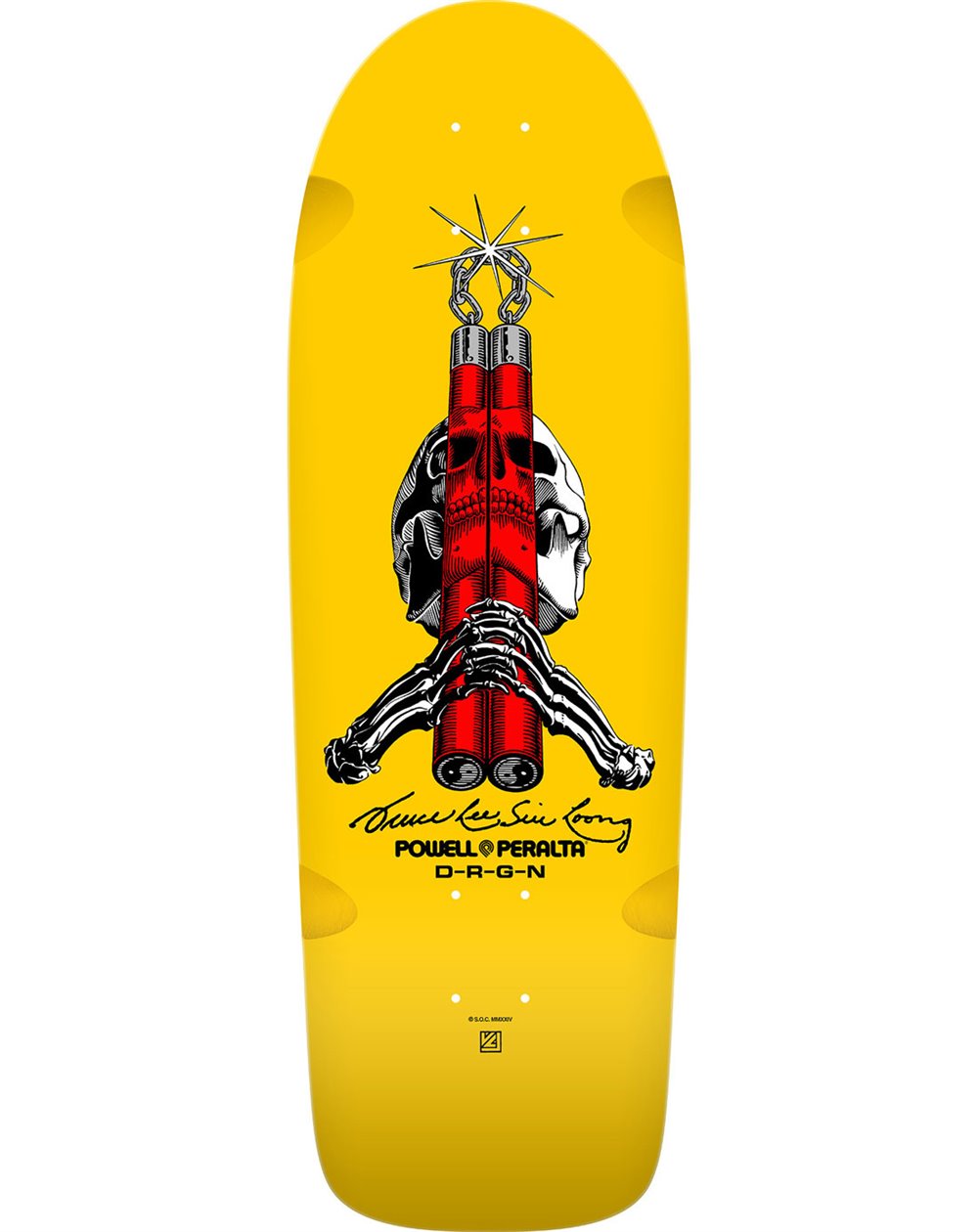 Powell Peralta Tabla Skateboard Skull & Nunchucks Bruce Lee Collab 10"
