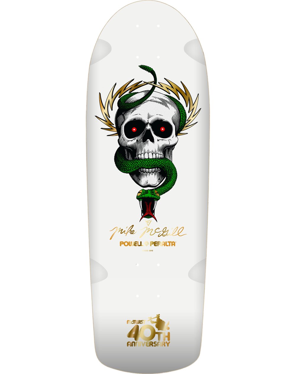 Powell Peralta Tabla Skateboard Mike McGill Skull & Snake McTwist 40th Anniversary 10" (White)