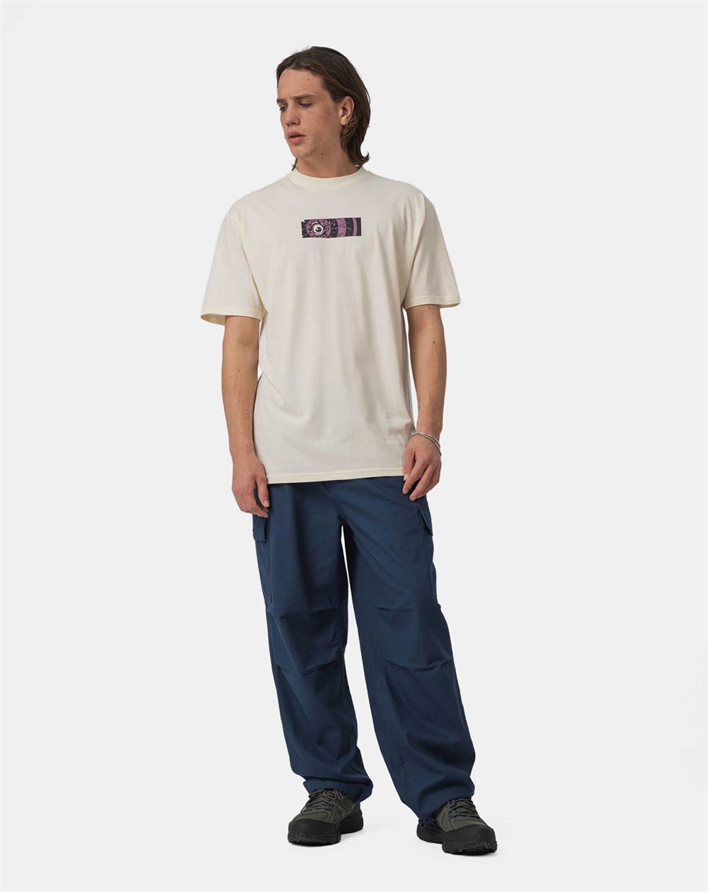 Santa Cruz Men's T-Shirt Roskopp Dissect Strip (Unbleached Cotton)