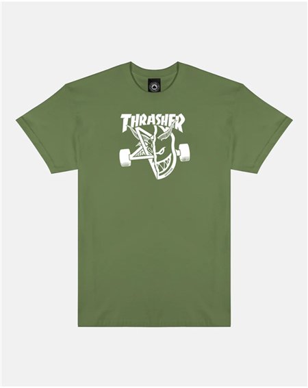 Thrasher T-Shirt Uomo Thrasher x Spitfire Thrash & Burn (Military Green)