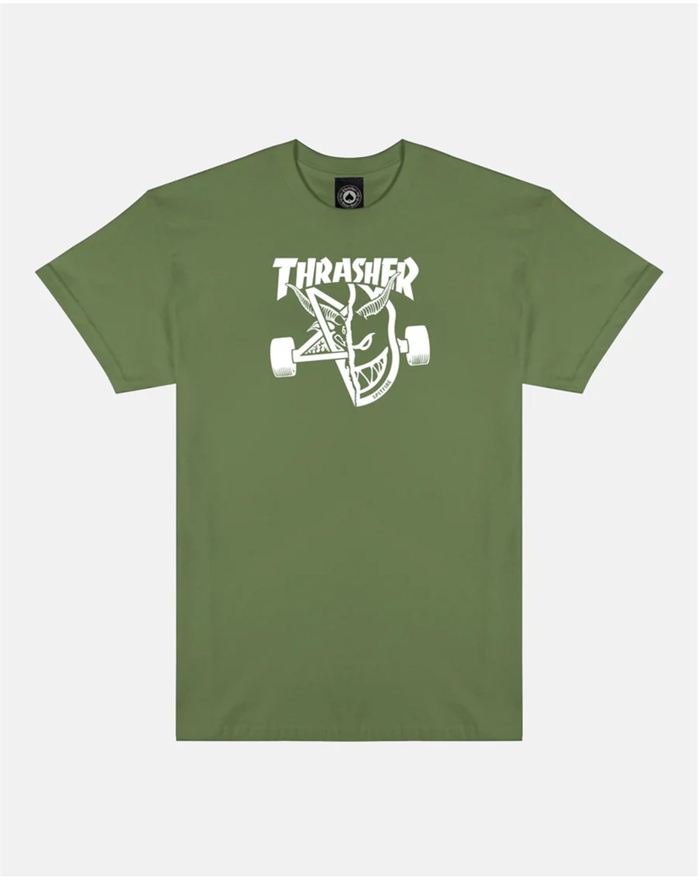 Thrasher Herren T-Shirt Thrasher x Spitfire Thrash & Burn (Military Green)