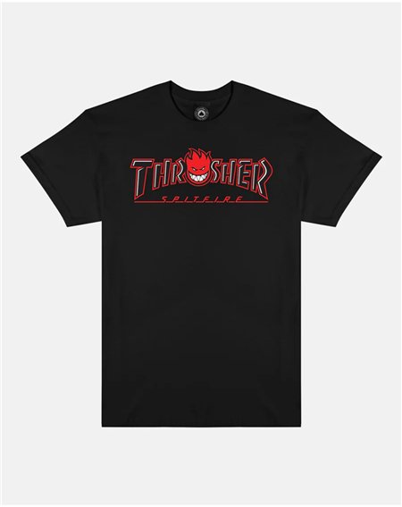 Thrasher T-Shirt Homme Thrasher x Spitfire Big Head Outline (Black)