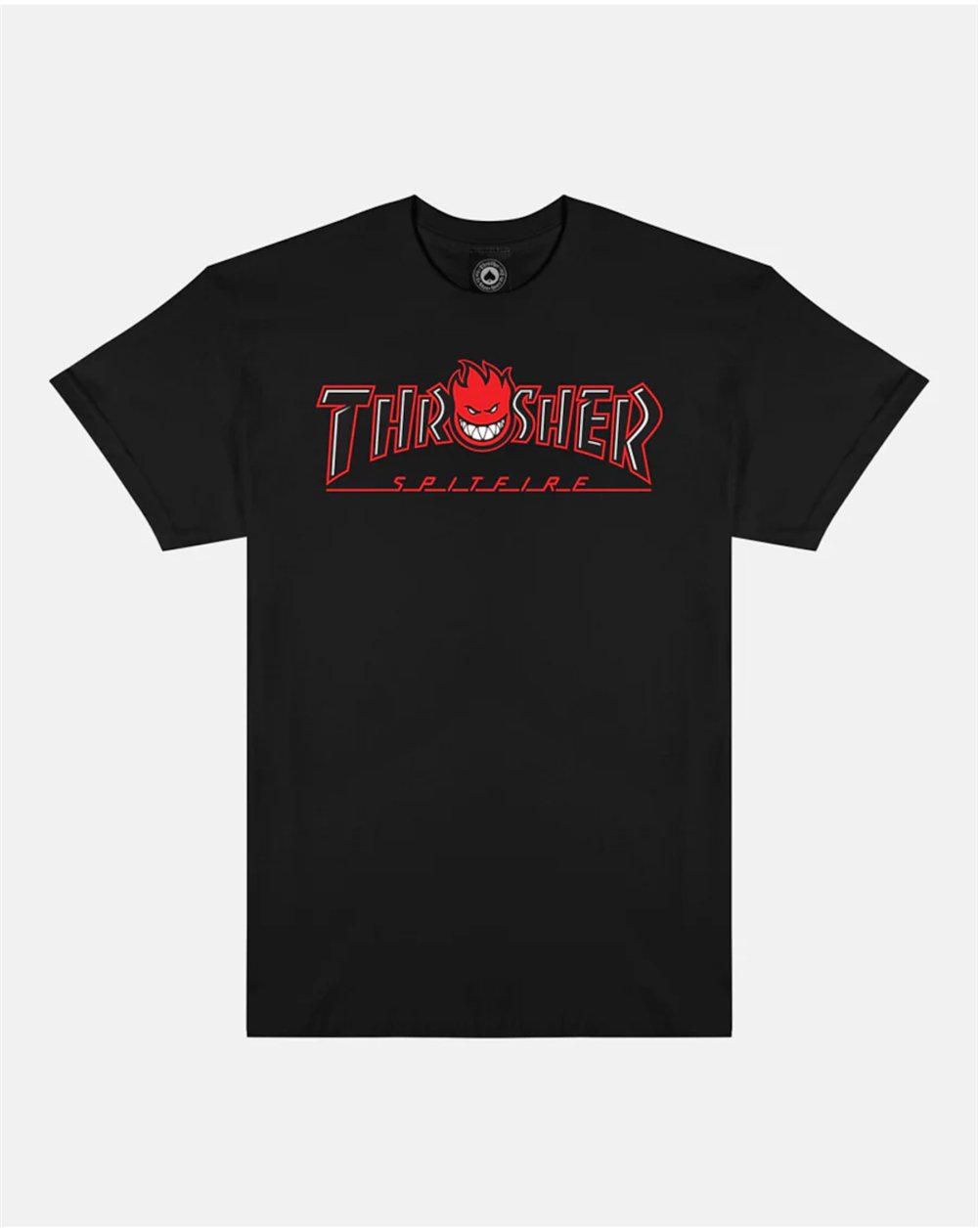 Thrasher Men's T-Shirt Thrasher x Spitfire Big Head Outline (Black)
