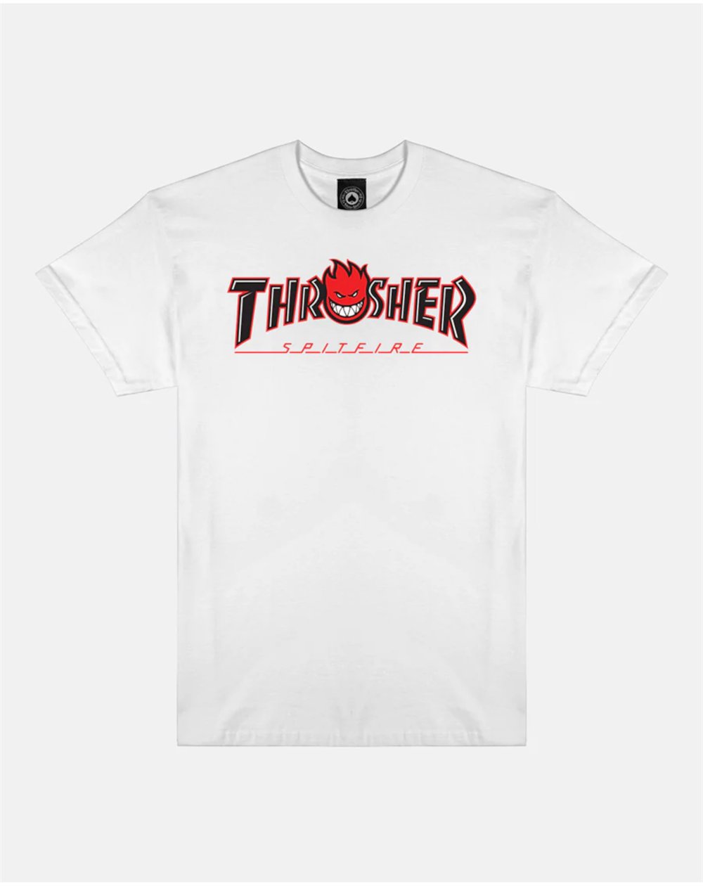Thrasher T-Shirt Uomo Thrasher x Spitfire Big Head Outline (White)