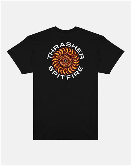Thrasher Men's T-Shirt Thrasher x Spitfire Classic Swirl (Black)