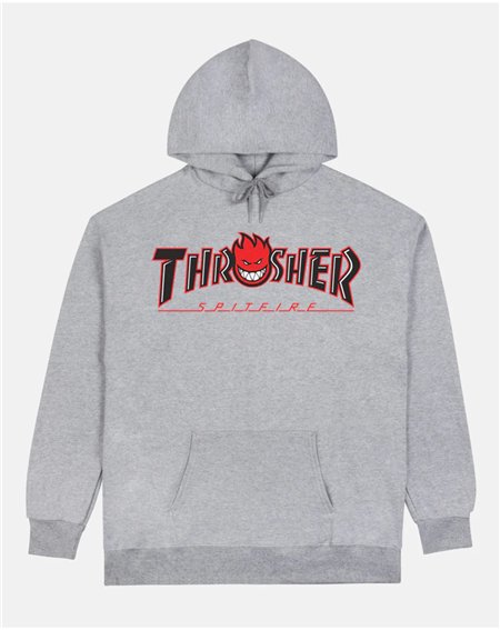 Thrasher Sudadera con Capucha Hombre Thrasher x Spitfire Big Head Outline (Ash)