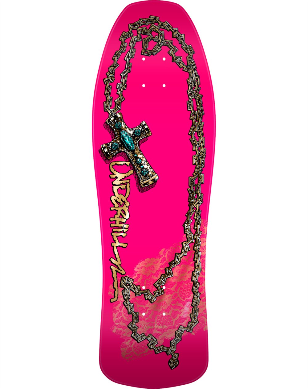 Powell Peralta Planche de Skate Ray Underhill Chain & Cross Reissue 9.9" (Pink/Gold)