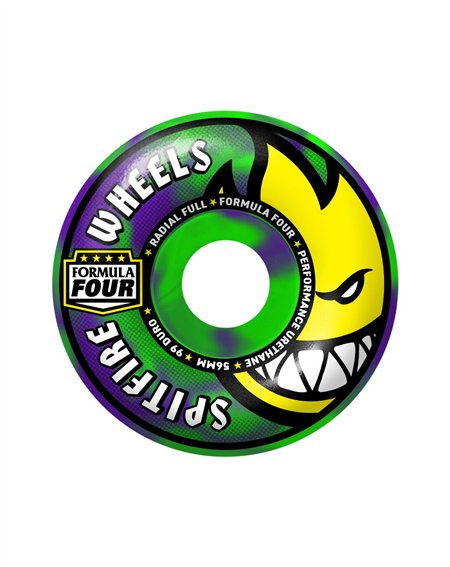 Spitfire Ruedas Skate Formula Four Radial Full 56mm 99A (Green/Purple Swirl) 4 piezas