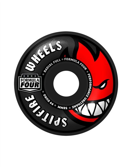 Spitfire Skateboard Wheels Formula Four Radial Full 58mm 99A (Black) pack of 4