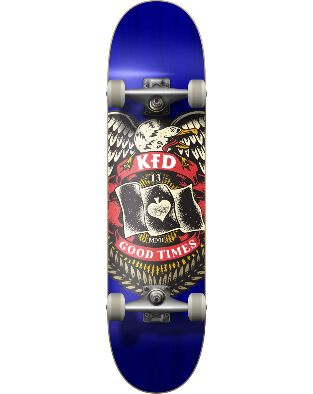 KFD Young Gunz 7.75" Complete Skateboard Badge Blue