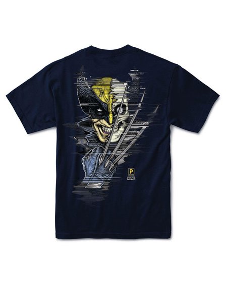Primitive Men's T-Shirt Paul Jackson x Marvel - Wolverine Navy
