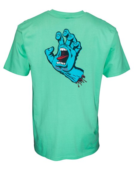 Santa Cruz Men's T-Shirt Screaming Hand Chest Jade Green