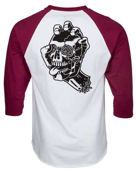 Santa Cruz Screaming Skull Baseball Camiseta para Hombre Burgundy/White