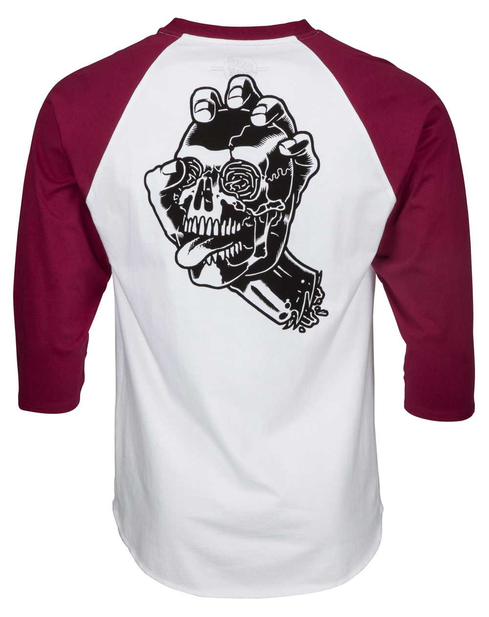 Santa Cruz Men's T-Shirt Screaming Skull Baseball Burgundy/White