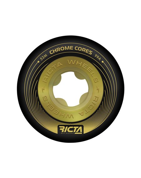 Ricta Rodas Skate Chrome Core 53mm 99A Black/Gold 4 peças