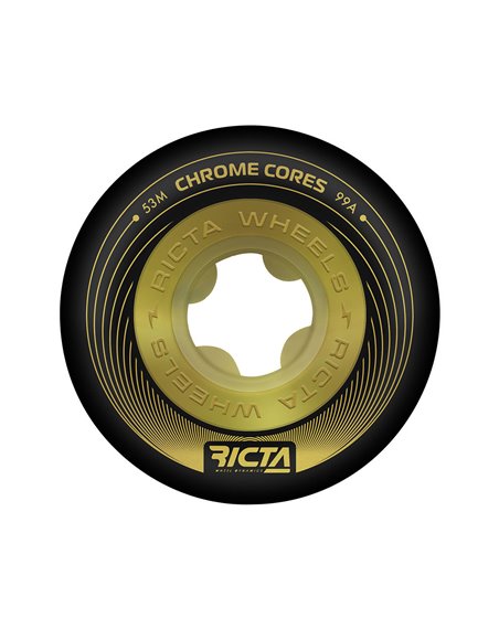 Ricta Roues Skateboard Chrome Core 53mm 99A Black/Gold 4 pc