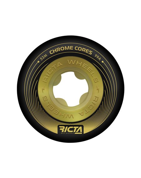 Ricta Ruote Skateboard Chrome Core 53mm 99A Black/Gold 4 pz