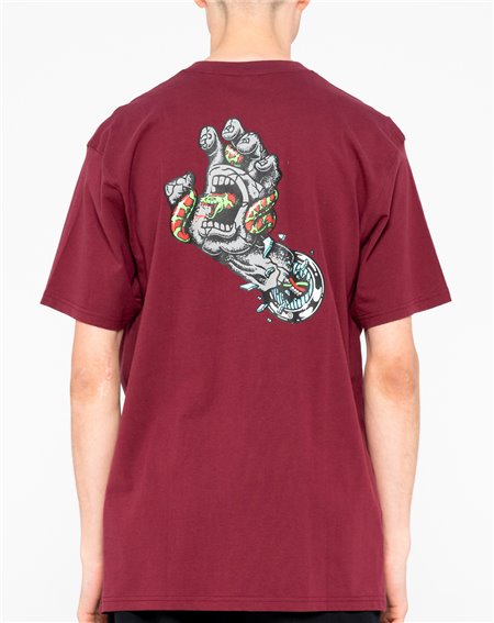 Santa Cruz Men's T-Shirt Pool Snakes Hand Burgundy