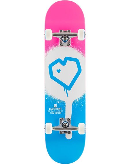Blueprint Spray Heart V2 8.25" Komplett-Skateboard Blue/Pink