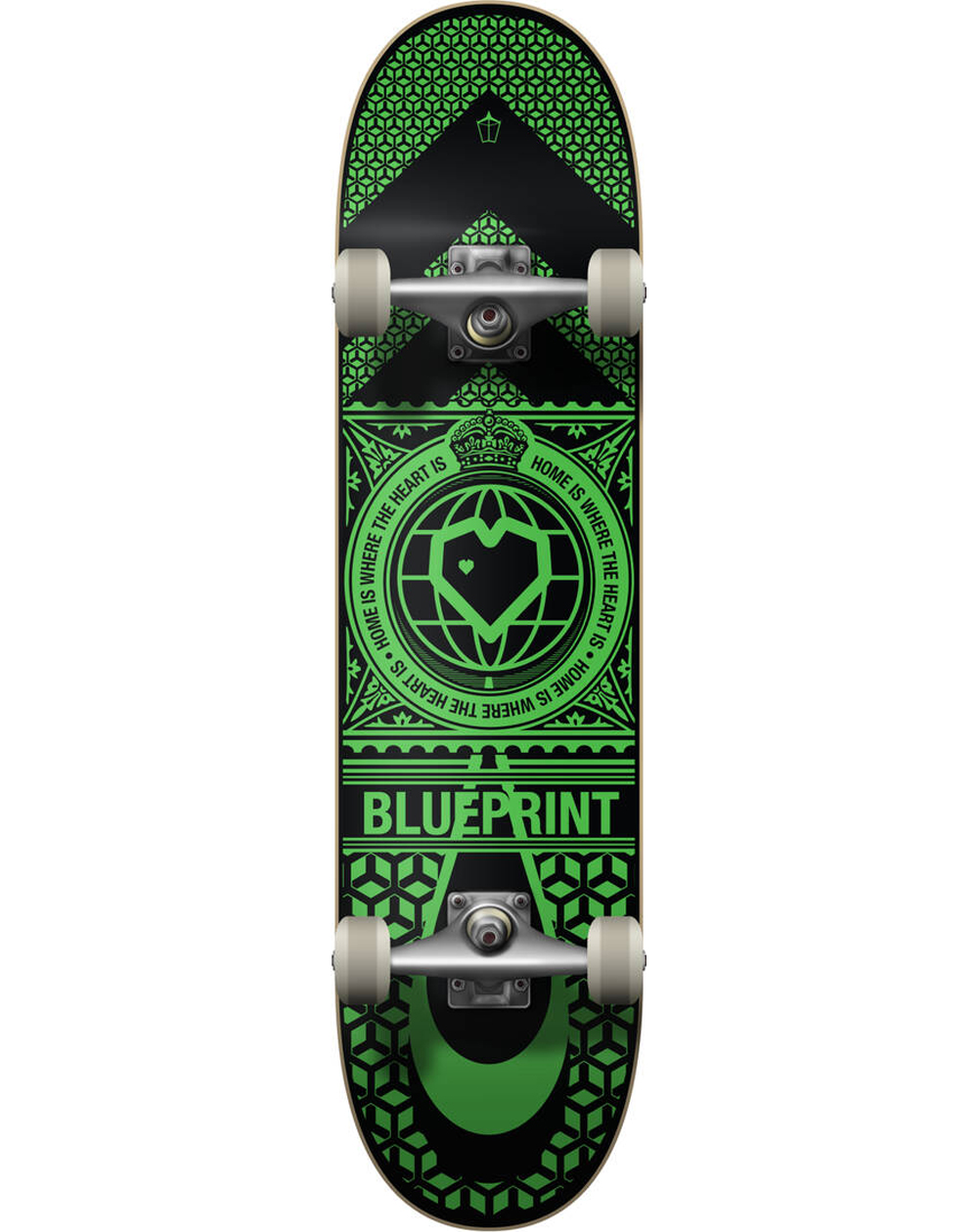 Blueprint Home Heart 8.00" Complete Skateboard Black/Green