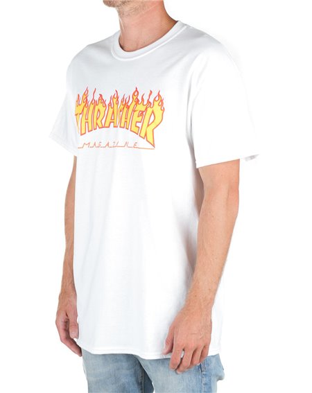 Thrasher Flame T-Shirt Uomo White 2