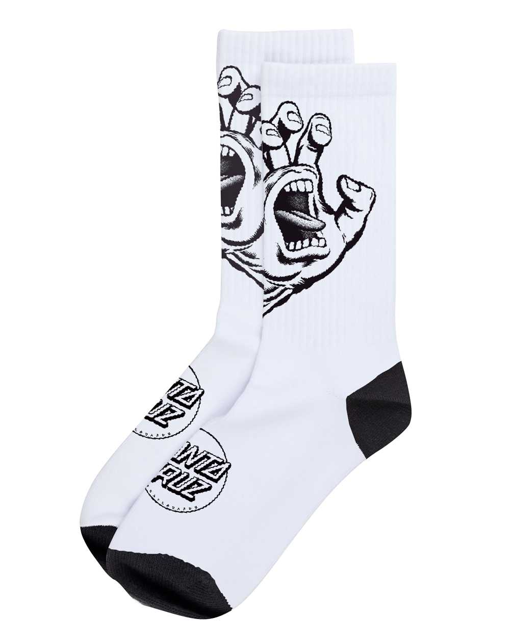 Santa Cruz Men's Socks Screaming Hands Mono White