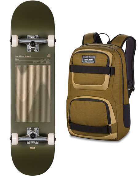 Globe G1 Lineform 8" Skateboard with Backpack Olive