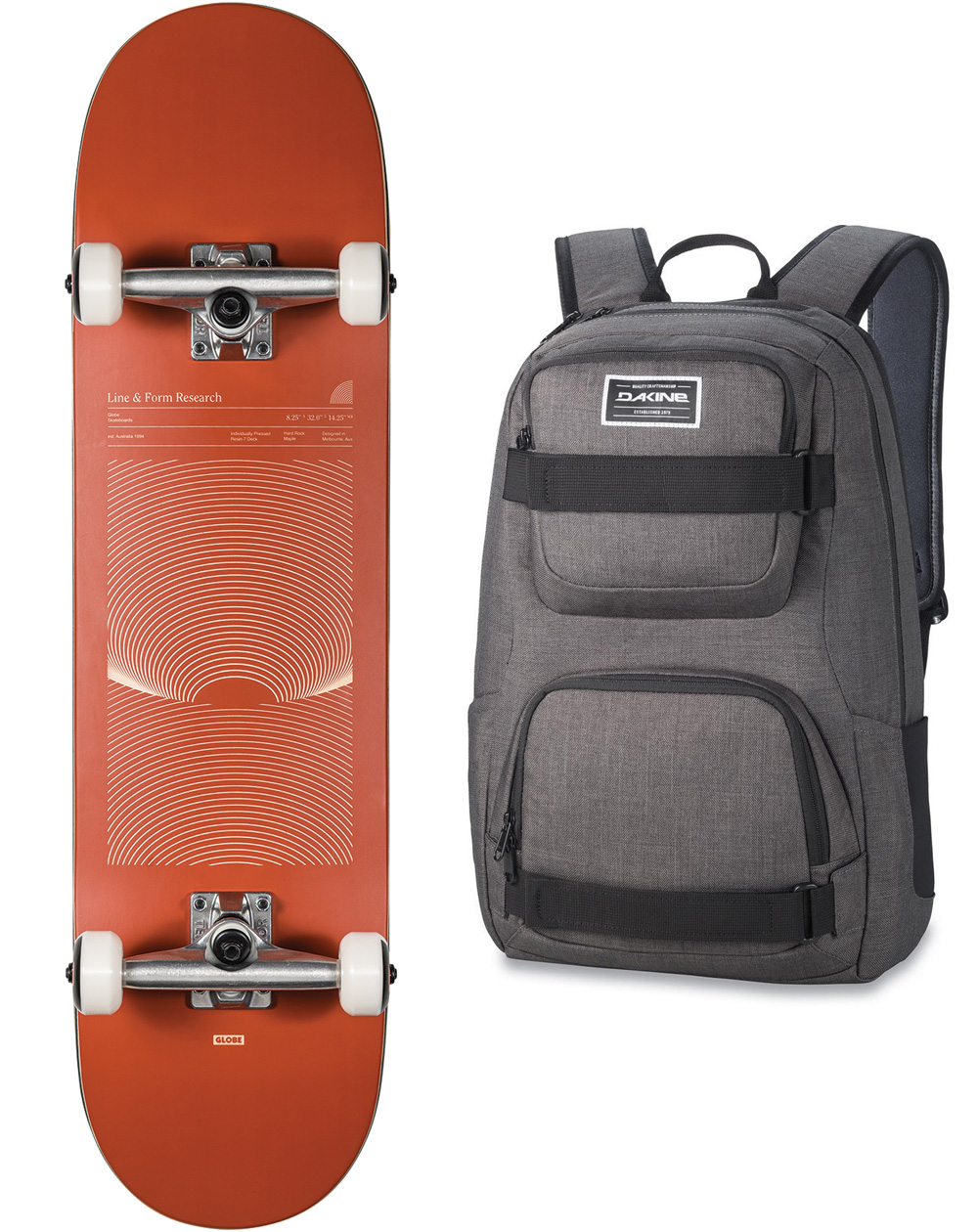 Globe G1 Lineform 8.25" Skateboard mit Rucksack Cinnamon