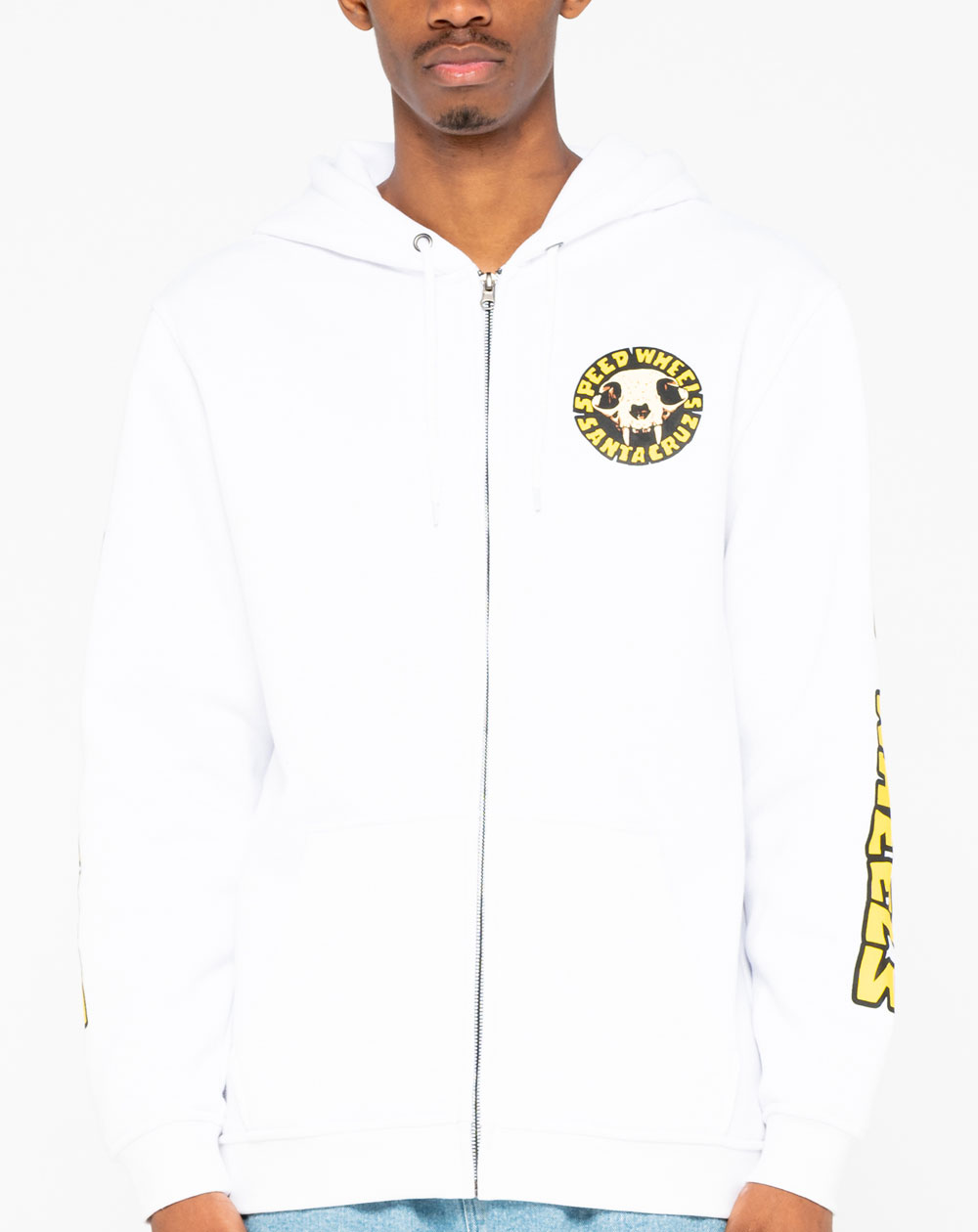 Santa Cruz Men's Full Zip Hoodie SW Skull White