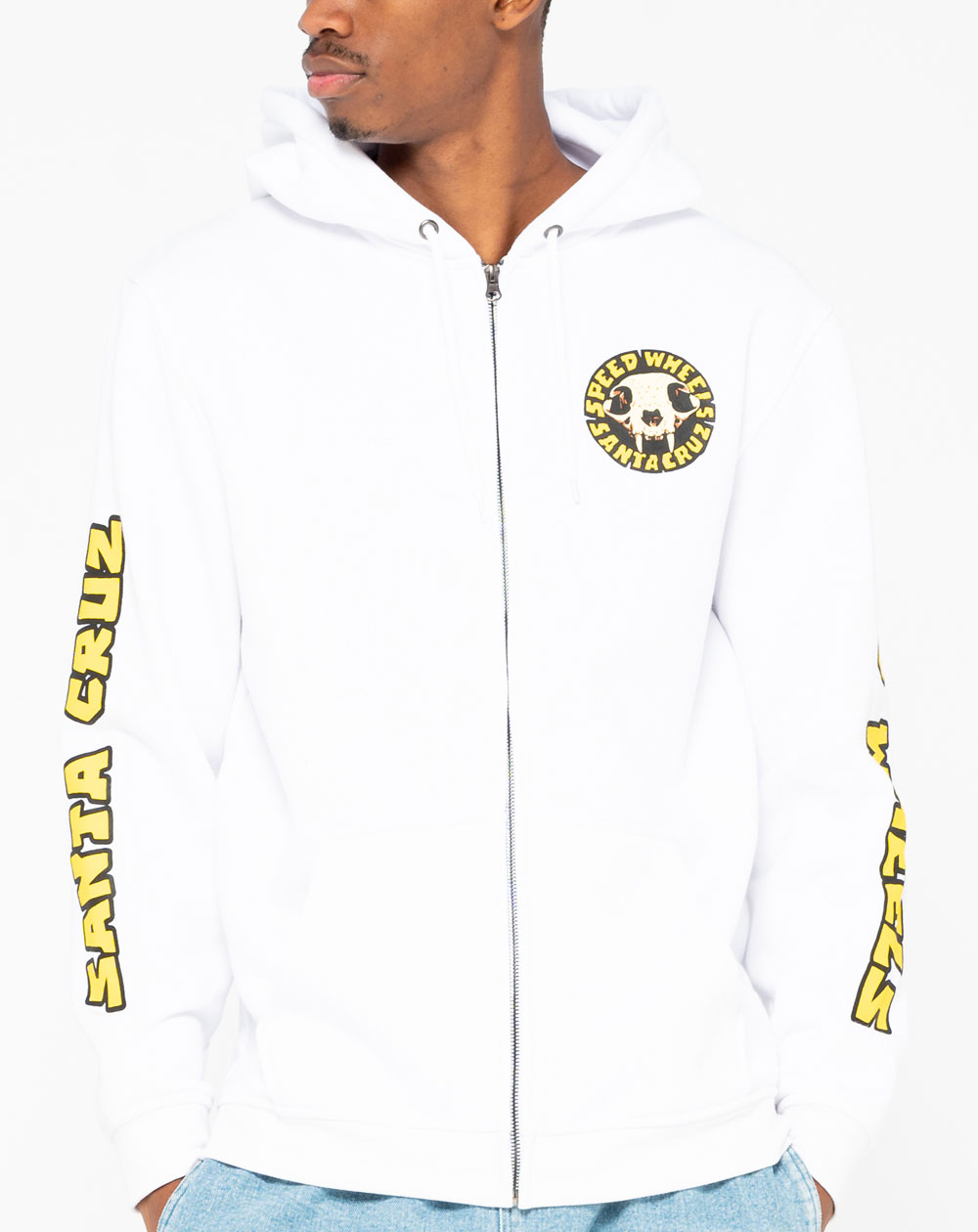 Santa Cruz SW Skull Felpa con Cappuccio Zip Uomo White