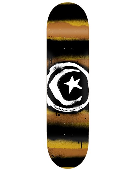Foundation Star & Moon 8.25" Skateboard Deck Mustard Distressed