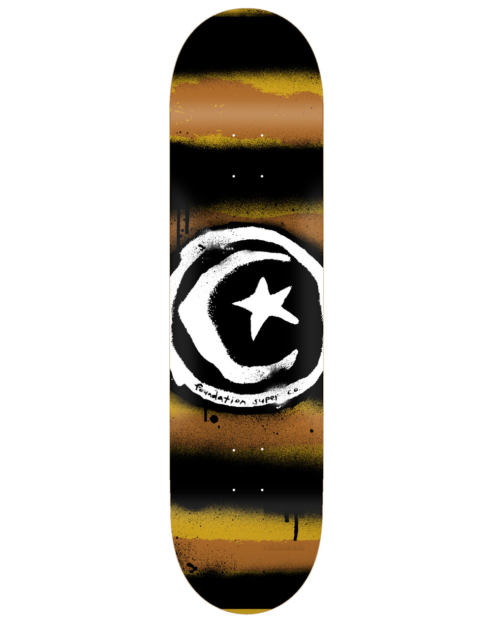 Foundation Plateaux Skateboard Star & Moon 8.25" Mustard Distressed