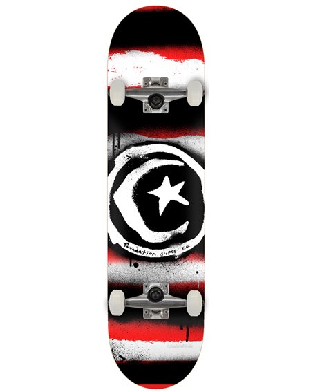 Foundation Star & Moon 8.00" Complete Skateboard Red Distressed