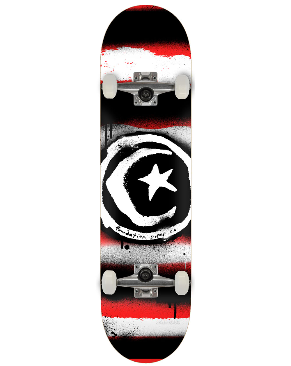 Foundation Skateboard Completo Star & Moon 8.00" Red Distressed