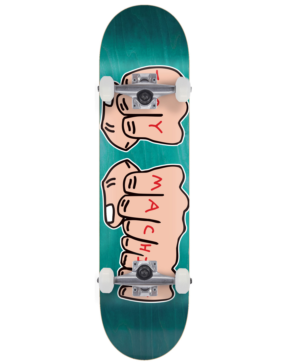 Toy Machine Fists 7.75" Complete Skateboard Turquoise