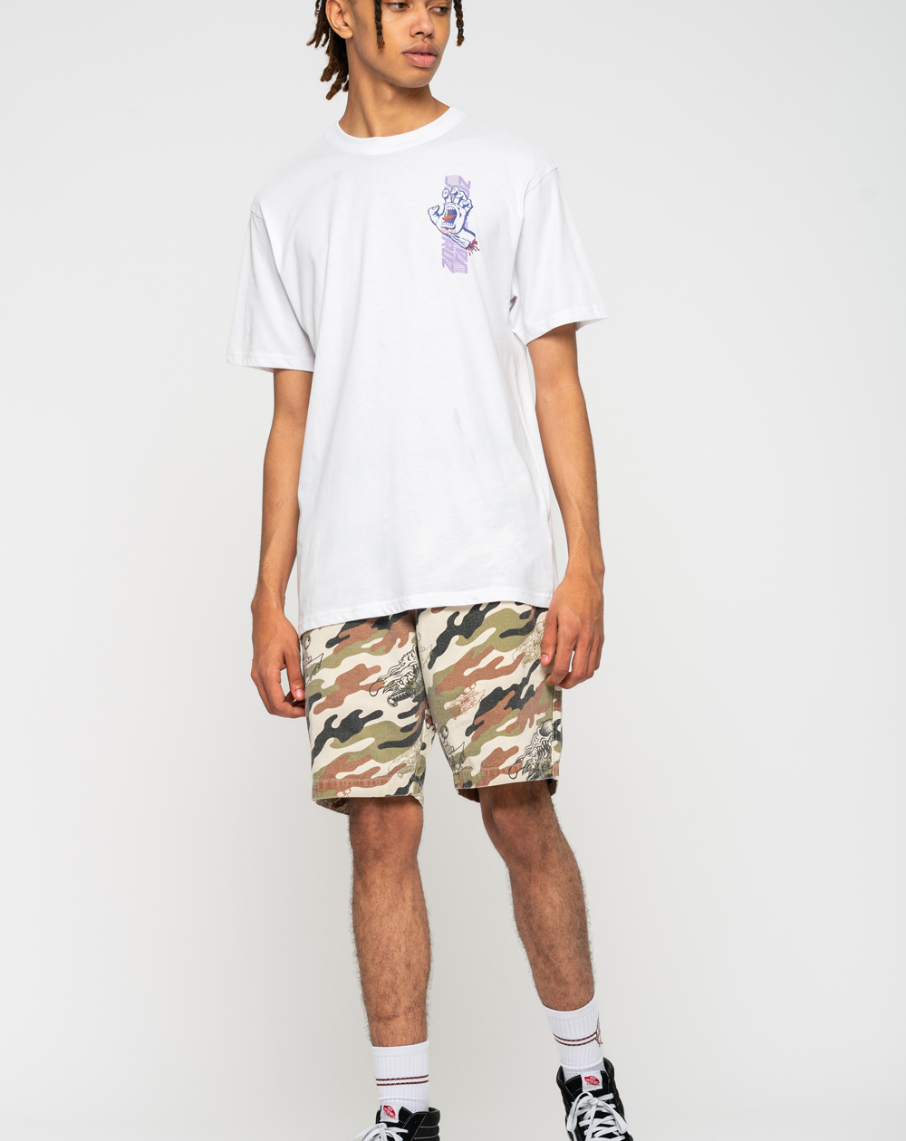 Santa Cruz Split Strip Hand T-Shirt Uomo White