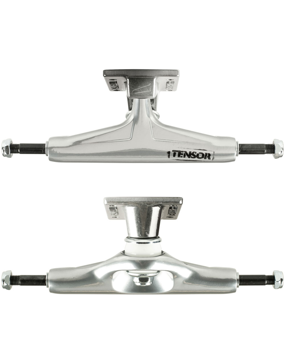 Tensor Trucks Skateboard Aluminum Stencil Mirror 5.25" Raw/Black Fade 2 pc