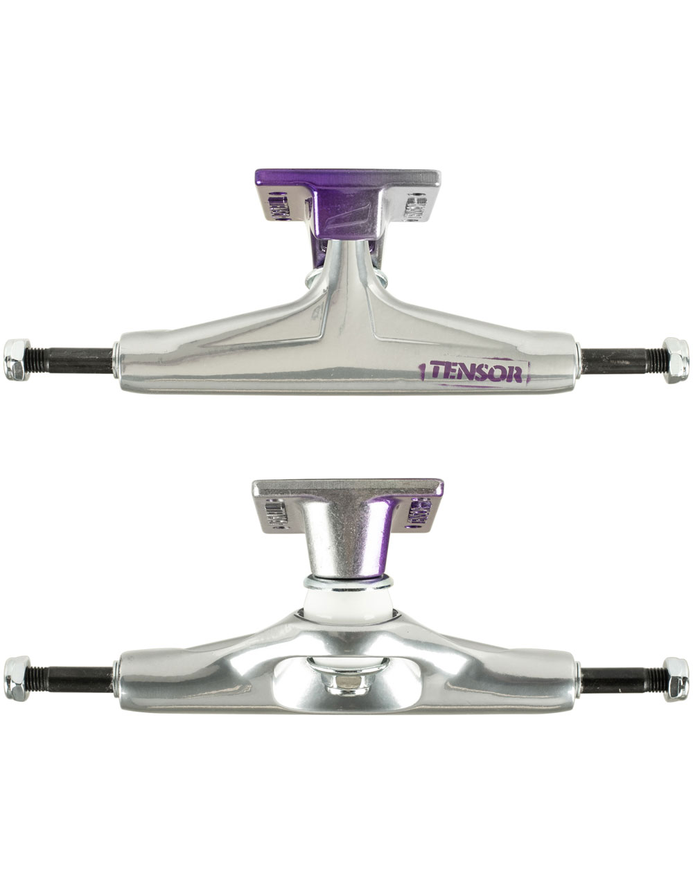 Tensor Aluminum Stencil Mirror 5.25" Skateboard Trucks Raw/Purple Fade pack of 2