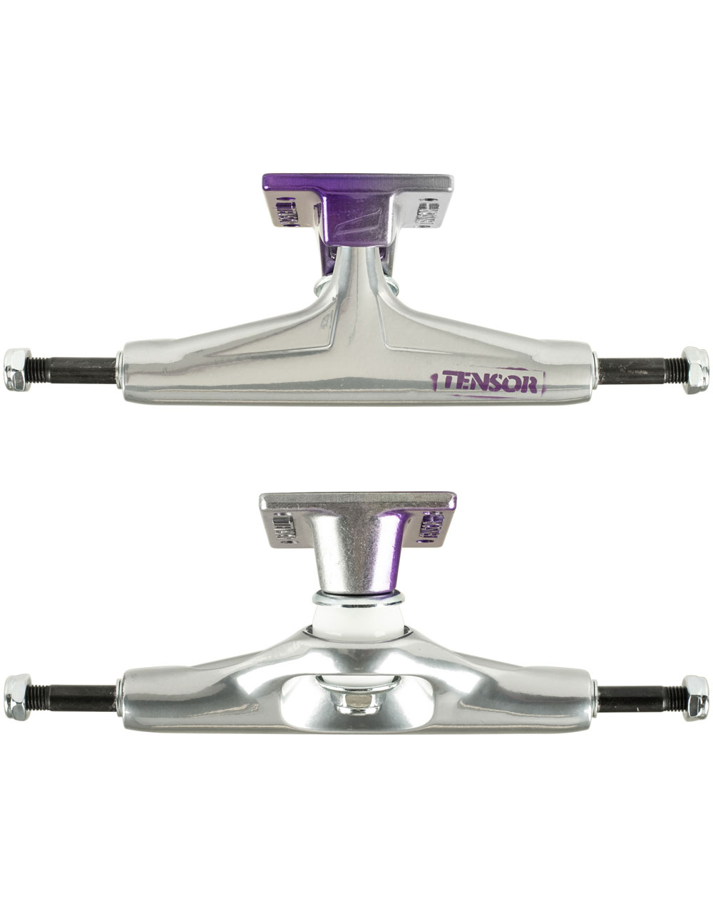 Tensor Trucks Skateboard Aluminum Stencil Mirror 5.25" Raw/Purple Fade 2 pc