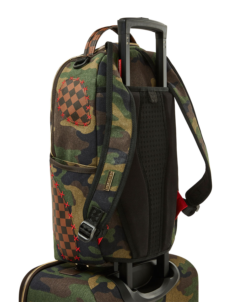 Sprayground Maleta Shark Shape Check Carry On con 4 Ruedas con Candado TSA
