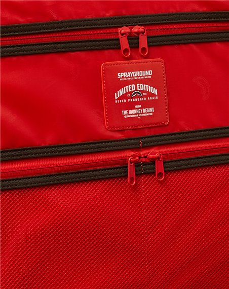 Sprayground Valise Shark Shape Check Carry On avec 4 Roues Serrure TSA