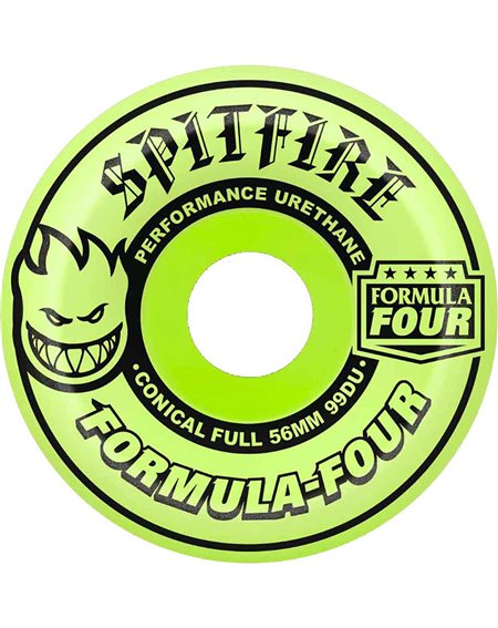 Spitfire Ruedas Skateboard Formula Four Conical Full 56mm 99A Glow 4 piezas